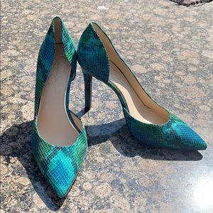 Jessica Simpson Teal Snakeskin Heels 9M Look New